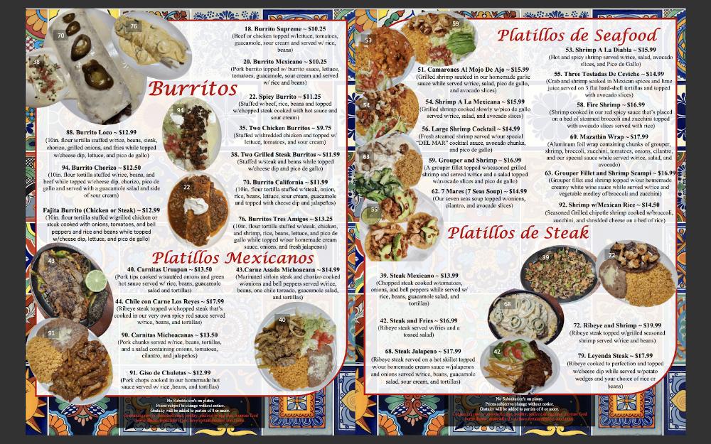 La Leyenda Mexican Grill Menu image 3