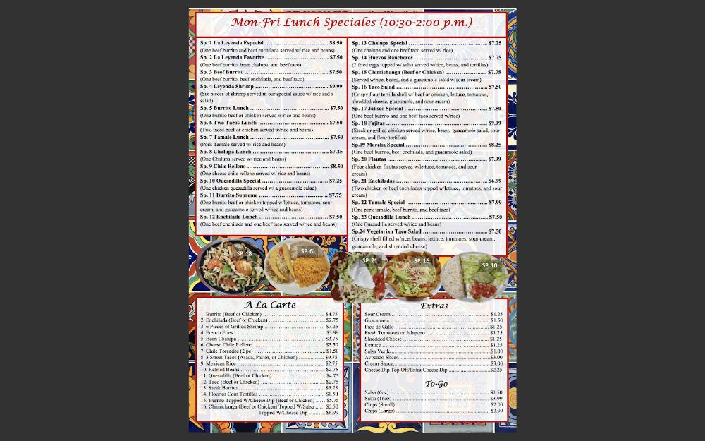 La Leyenda Mexican Grill Menu image 4